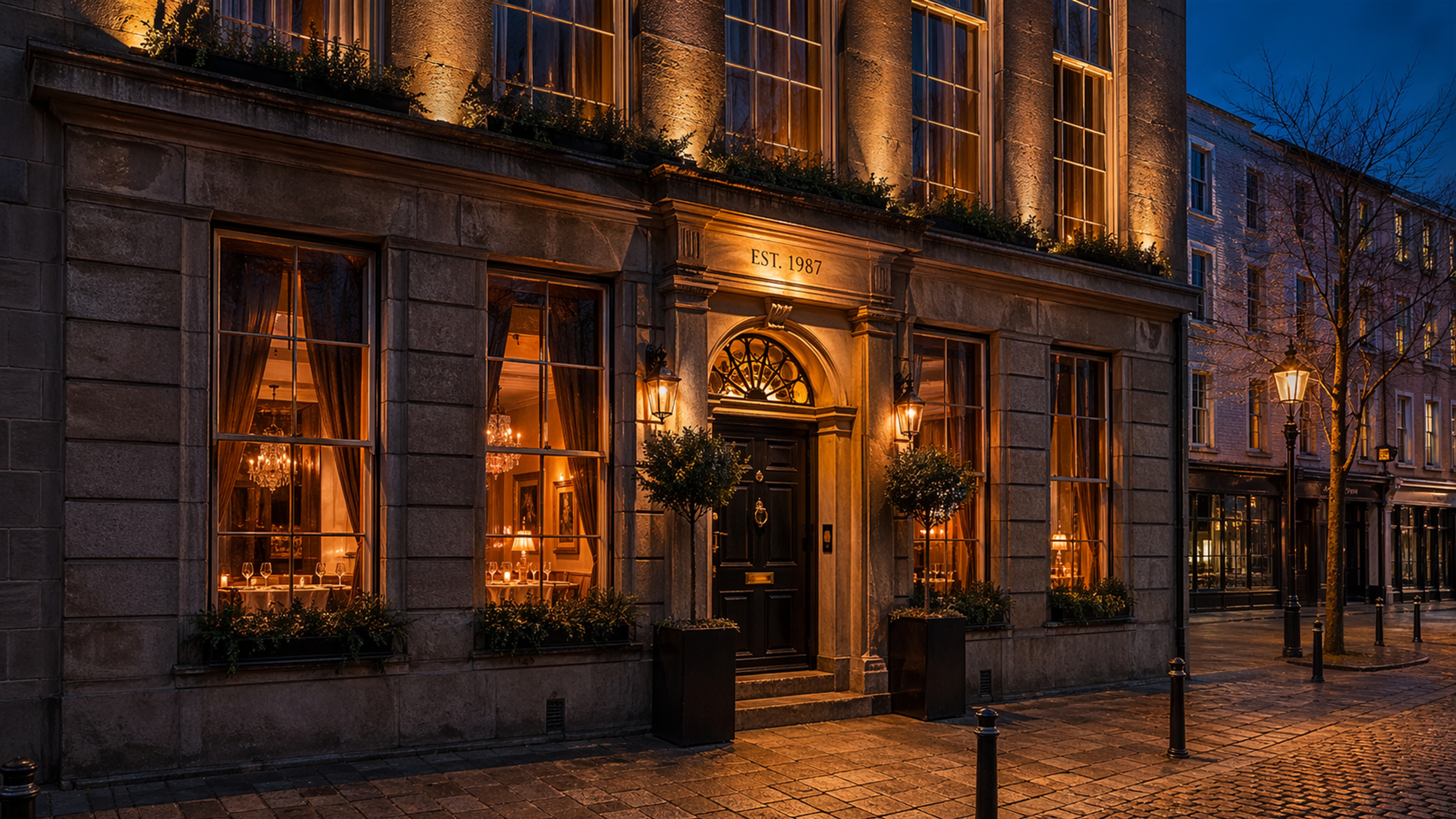 Clancy's on Grand Parade — Georgian facade, Cork city evening