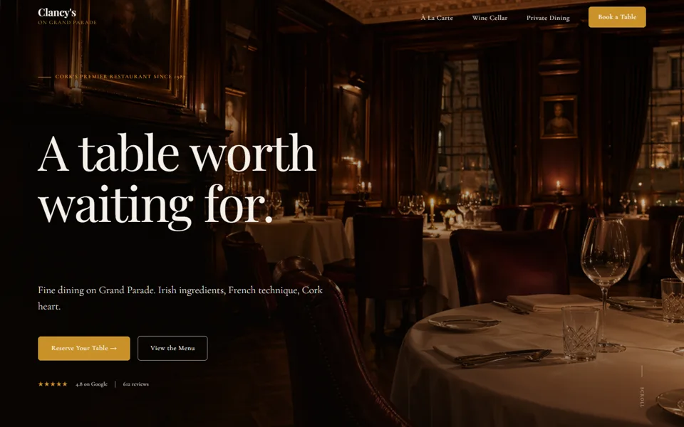Clancy's Cork — Fine Dining Cinematic style