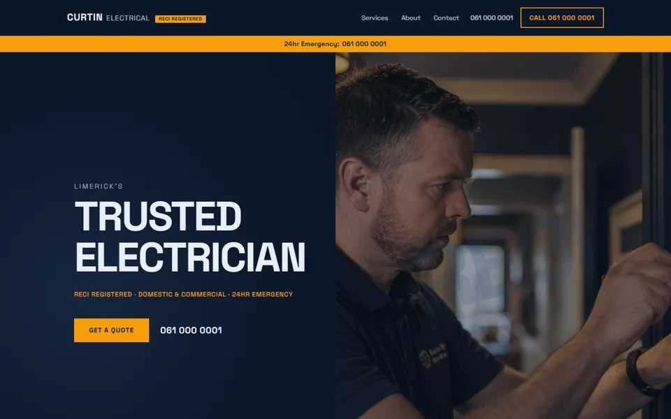 Curtin Electrical — Technical Split-Panel style