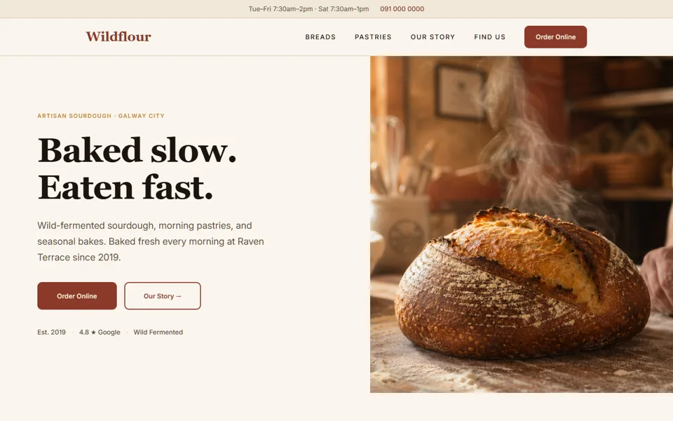 Wildflour Bakery — Warm Craft style