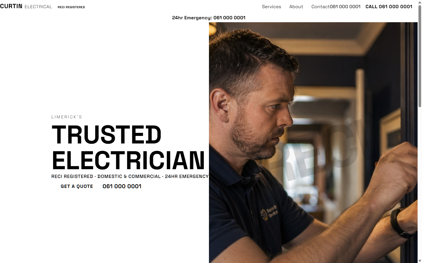 Curtin Electrical — Technical Split-Panel style